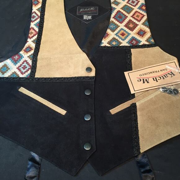 Katch Me BoHo Cowboy Retro NWT Vintage Western Suede Leather Rancher Vest SX - Picture 6 of 8